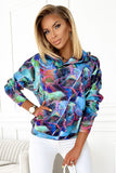 Cozy Blue Marble Hooded Kangaroo Sweatshirt