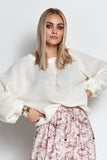 Classic Boat-Neck Women's Sweater with Ribbed Hem