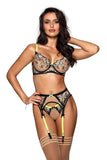 Colorful Embroidered Floral Thong with Satin Ribbon