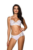 Elegant Snow White Soft Balconette Bra with Zirconia Detail