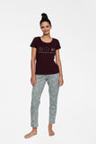 Cozy Cotton Women's Pajama Set with Short Sleeve Blouse