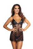 Lace and Latex Sensual Babydoll Chemise with Thong