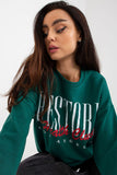 Decorative Print Long-Sleeved Cotton Sweatshirt
