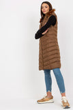 Down Long Zippered Vest with Detachable Hood and Pockets