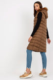 Down Long Zippered Vest with Detachable Hood and Pockets