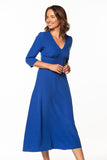 Elegant Maxi Dress with 3/4 Sleeves and Zipper Closure