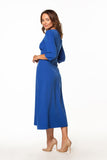 Elegant Maxi Dress with 3/4 Sleeves and Zipper Closure