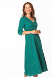 Elegant 3/4 Sleeve Maxi Dress with Covered Zipper