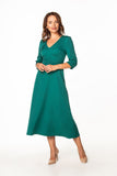 Elegant 3/4 Sleeve Maxi Dress with Covered Zipper