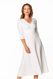 Elegant 3/4 Sleeve Maxi Dress with Covered Zipper