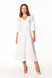 Elegant 3/4 Sleeve Maxi Dress with Covered Zipper