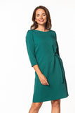 Chic Midi Dress with Waist Tie and 3/4 Sleeves