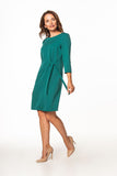 Chic Midi Dress with Waist Tie and 3/4 Sleeves