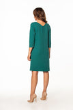 Chic Midi Dress with Waist Tie and 3/4 Sleeves