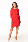 Midi Dress with Waist Tie and 3/4 Sleeves
