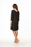 Chic Midi Dress with Waist Tie and 3/4 Sleeves