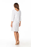 Elegant Midi Dress with Tie Waist and 3/4 Sleeves