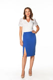 Elegant Midi Pencil Skirt with Left Side Slit