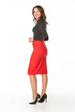 Elegant Midi Pencil Skirt with Left Slit and Concealed Zip
