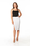 Elegant Pencil Midi Skirt with Left Side Slit