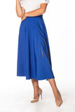 Elegant Mid-Calf Skirt with Left Slit and Decorative Zipper