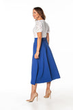 Elegant Mid-Calf Skirt with Left Slit and Decorative Zipper