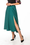 Elegant Mid-Calf Skirt with Left Side Slit and Zipper