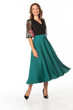 Elegant Mid-Calf Skirt with Left Side Slit and Zipper