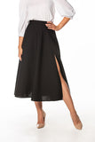 Elegant Mid-Calf Skirt with Left Slit and Decorative Zipper