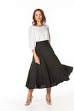 Elegant Mid-Calf Skirt with Left Slit and Decorative Zipper