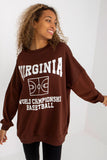 Women's Long-Sleeved Pullover Sweatshirt with Print & Pockets