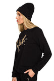 Stretchy Ribbed Knit Hat with Embroidery for Autumn