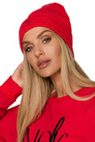 Stretchy Ribbed Knit Hat with Delicate Embroidery