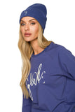 Stretchy Ribbed Knit Hat with Delicate Embroidery