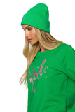 Stretchy Ribbed Knit Hat with Delicate Embroidery