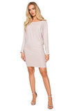 Versatile Brocade Dress with Batwing Sleeves and Unique Neckline