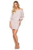 Versatile Brocade Dress with Batwing Sleeves and Unique Neckline