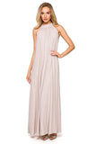 Flared Maxi Dress with Halter Neckline & Tie Belt