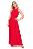 Versatile Halter Maxi Dress with Tie Belt