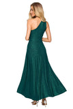 Elegant One-Shoulder Dress with High Leg Slit
