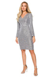 Shiny Sequined Long Sleeve Evening Dress with Lining