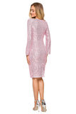 Shiny Sequined Evening Dress with Long Sleeves