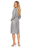 Shimmering Sequin Evening Dress with Elastic Waistband