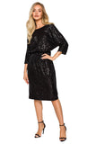 Shimmering Sequin Evening Dress with Elastic Waistband