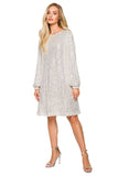 Versatile Two-Faced Sequined Dress with Tie Belt