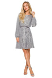 Versatile Sequined Dress with Tie Belt for Stylish Looks