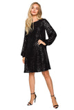 Versatile Two-Faced Sequined Dress with Tie Belt