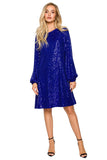 Versatile Two-Faced Sequined Dress with Tie Belt