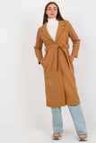 Elegant Long Sleeve Women's Coat with Tie Belt and Pockets