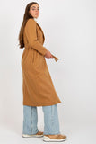 Elegant Long Sleeve Women's Coat with Tie Belt and Pockets
